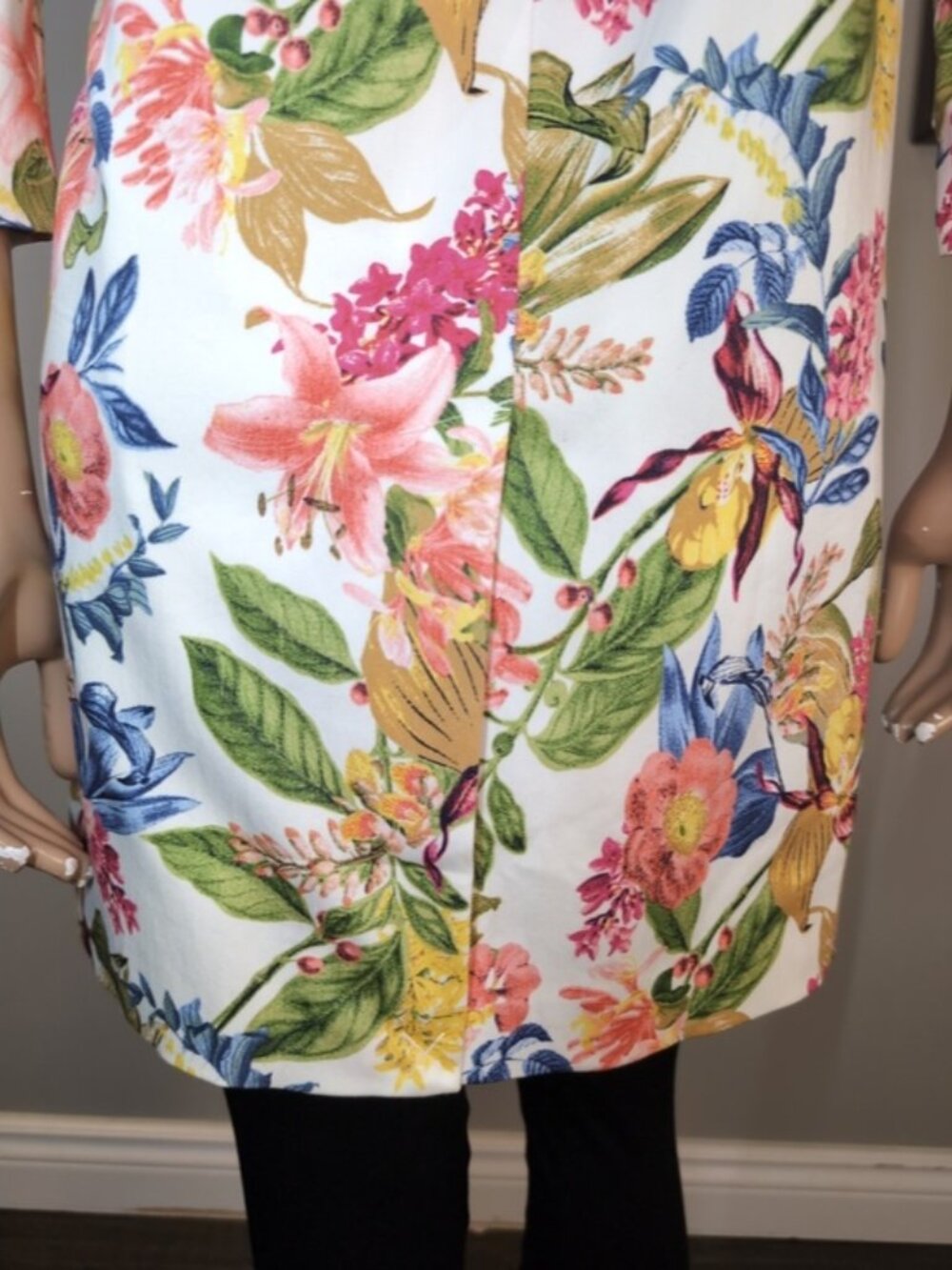 Jessica Floral Blazer Jacket Size 6 Cotton Tailored Mid Length Spring White - Picture 9 of 14